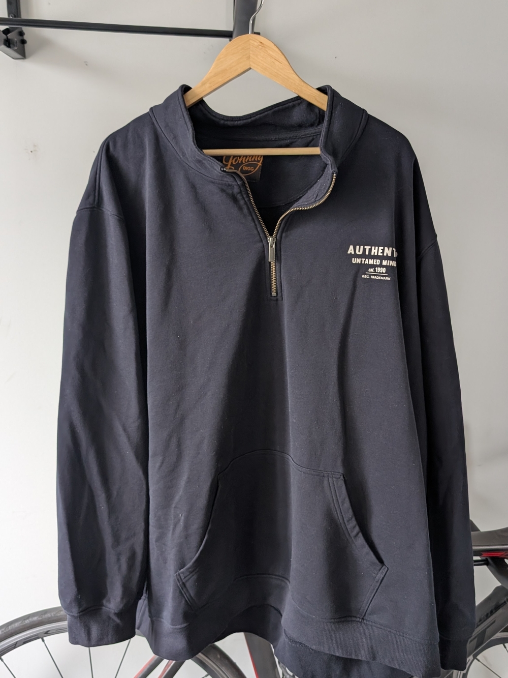 Quarter-Zip Navy Sweatshirt with Front Hoodie Pocket